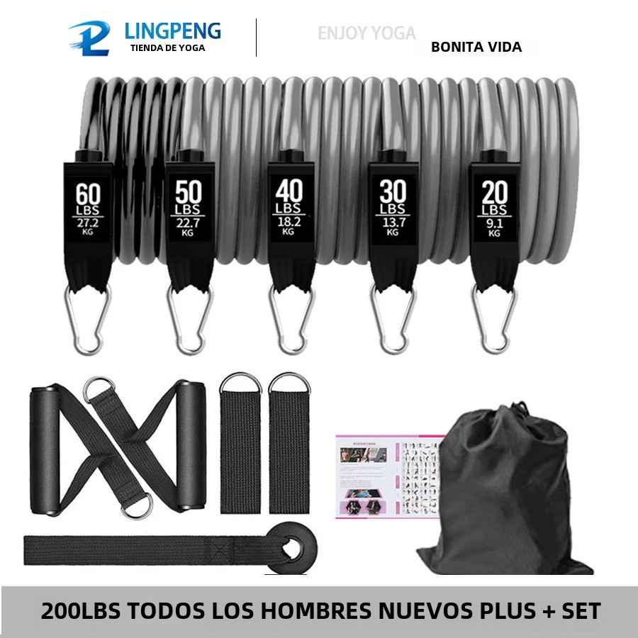 Conjunto De Bandas De Resistencia Para Ejercicios 5 Tubos Con Anclaje De Puerta Manijas Para Piernes Y Tobillos Y Barril De Fitness ZP