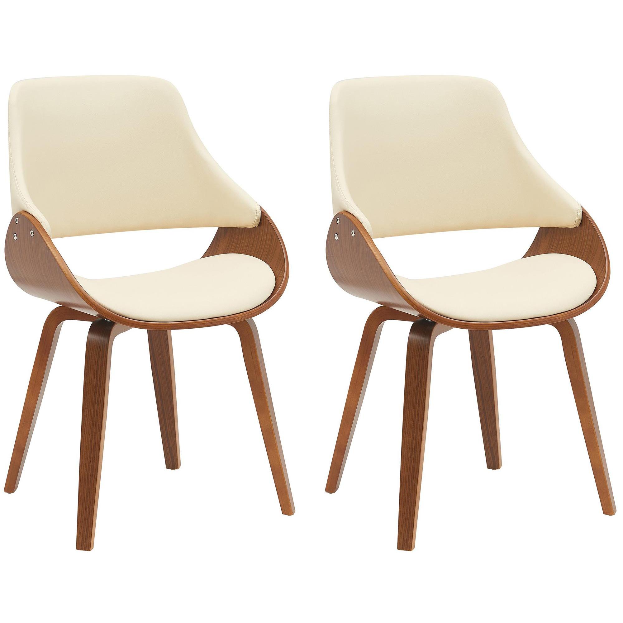 Conjunto 2 Sillas de Comedor Vangale Nogal/crema,Simil cuero