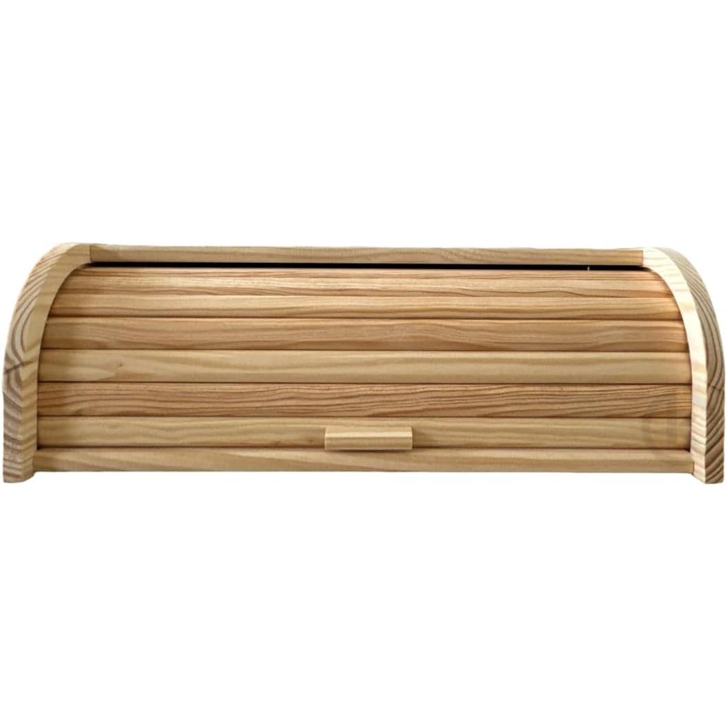 C.A | Panera de Madera Natural | Tapa Enrollable | 48 x 27 x 18,5 cm | Almacenaje de Pan