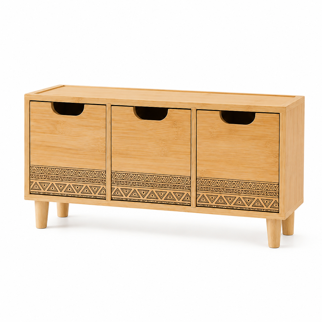 LINHOME RS02168 Mini Cajonera de Madera y Bambú con 4 Cajones para Pequeños Accesorios, 21x16x28cm - Mini Organizador para Escritorio Multiuso