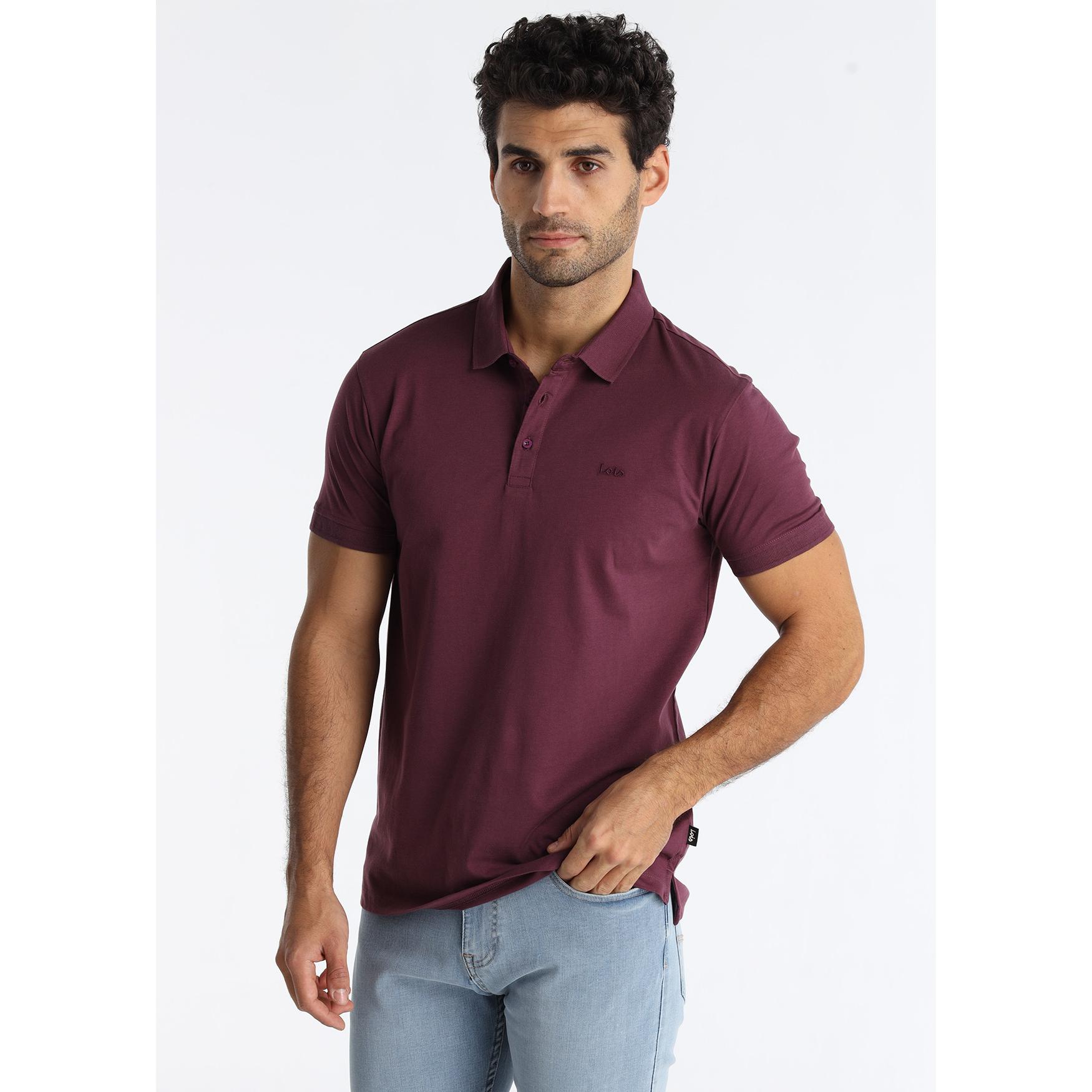 LOIS JEANS - Polo Clásico con Bordado Distintivo en Color Burdeos