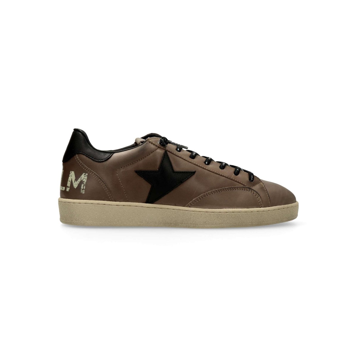 Cetti - Zapatillas hombre sneakers casuales de piel natural color taupe con plantilla acolchada extraible y cordón elástico estilo vintage retro hechas en España