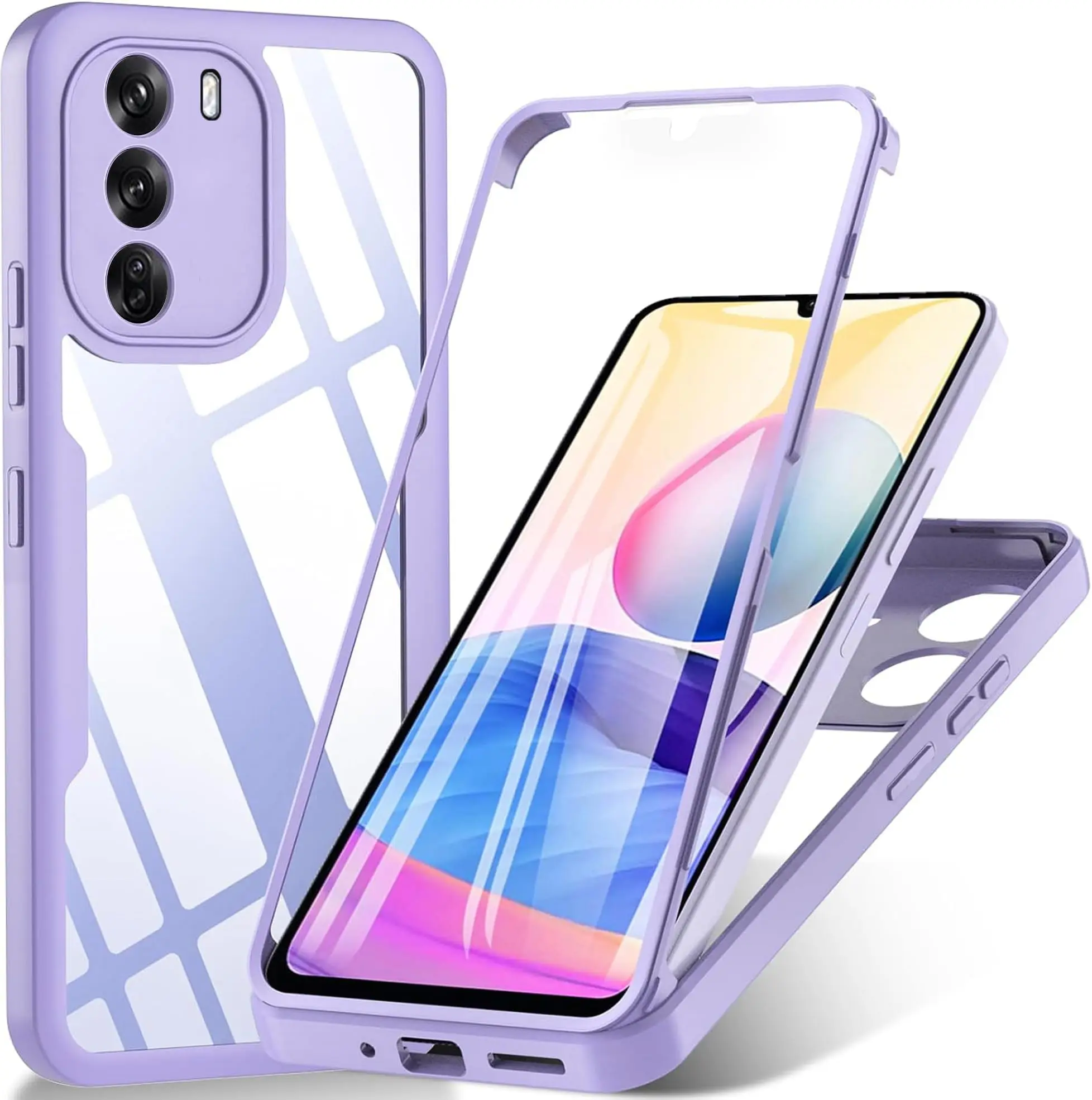 TK Funda Protectora Completa 3 En 1 360° Para OPPO RENO 12 pro 12F 12FS A3 A3X A40 A40M A60 A79 A96 A76 A36 4G 5G Acrílico+TPU Con Anillo Y Soporte Rotativo