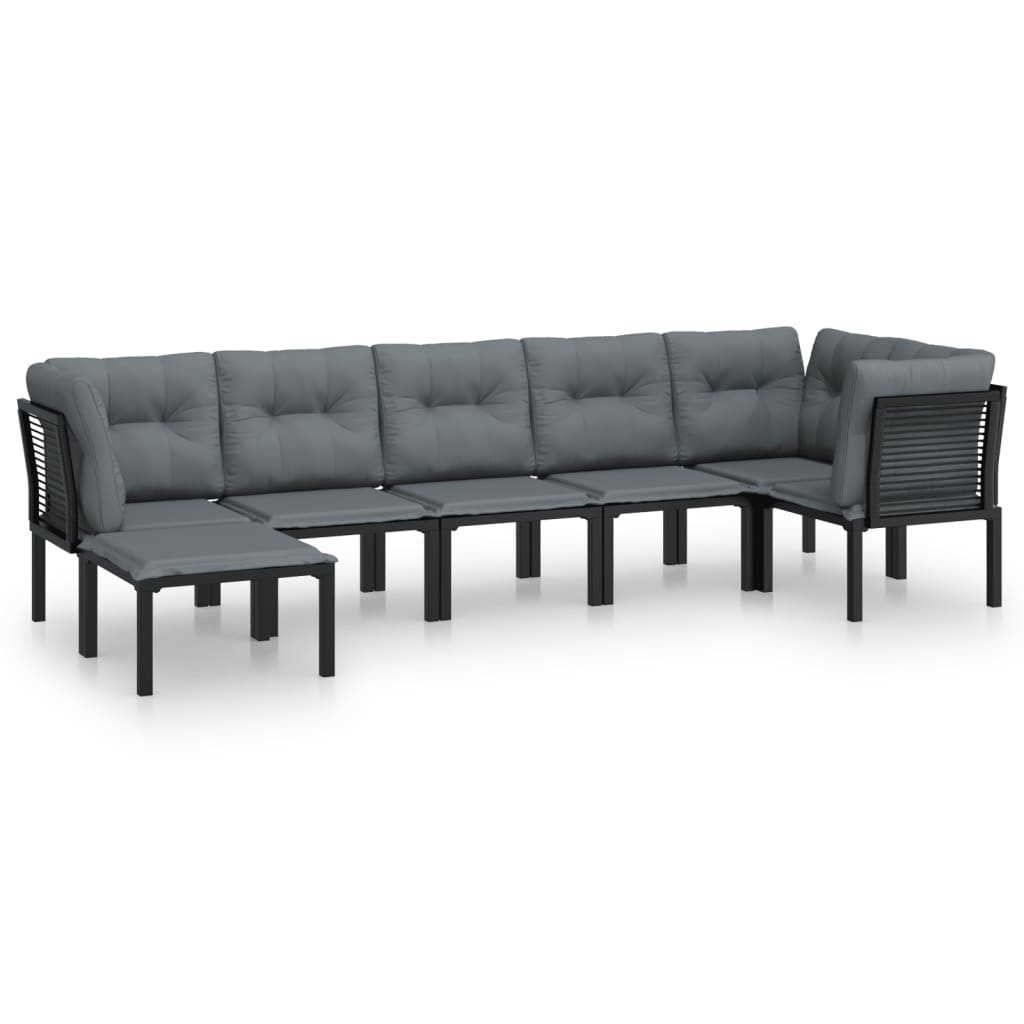 vidaXL Juego de muebles de jardín 7 pzas ratán sintético negro y gris