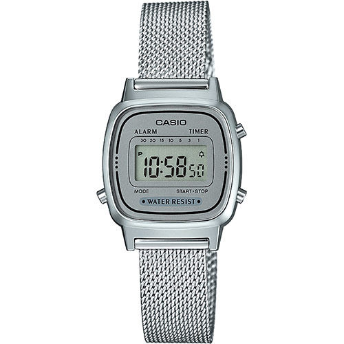 Reloj Casio Mini Collection Mujer – Retro Vintage en Plata con Malla Milanesa, Elegancia Clásica y Estilo Atemporal LA670WEM-7EF