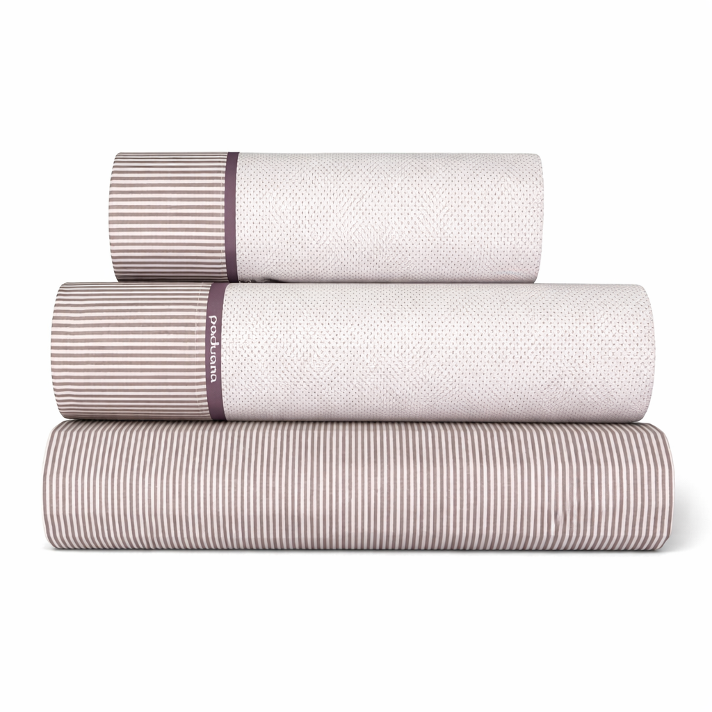 Juego De Sábanas Argentina De Algodón y Poliéster, Disponible en Color Azul o Malva, Para Cama de 90 105, 135, 150 y 150 con 2 Almohadas, Tacto Suave, Antipilling, 144 hilos, Marca Paduana.