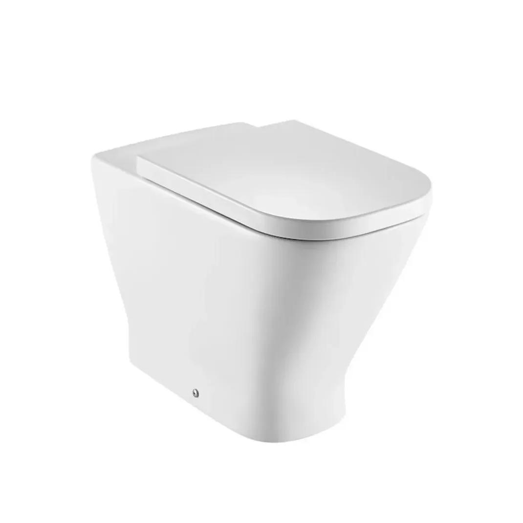 Roca The Gap Square Inodoro Rimless de tanque alto con tapa y asiento de salida dual
