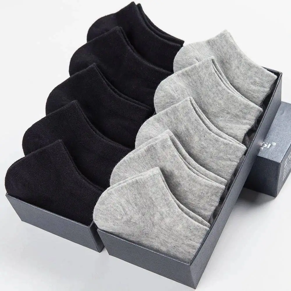 TK 10Pares De Calcetines Para Hombre Algodón Transpirable Deportivos Color Sólido Botas De Media Altura Cómodos Blancos Negros Primavera Verano