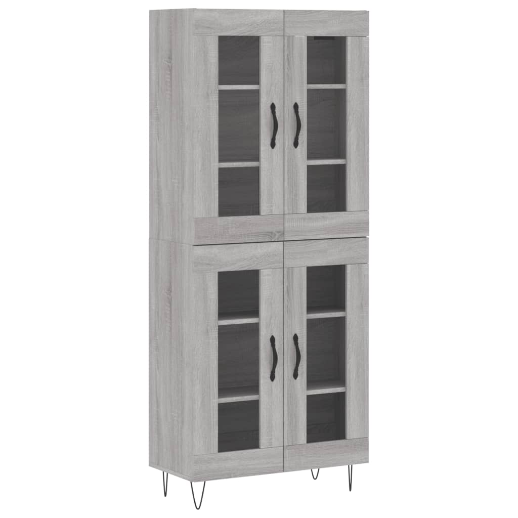 vidaXL Aparador alto madera contrachapada gris sonoma 69,5x34x180 cm