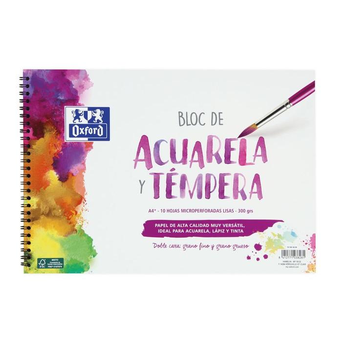 OXFORD BLOC ACUARELA A4 TAPA DURA A4+ 10H LISO 300G OXFORD
