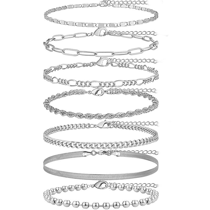 Pulsera de Oro para Mujer, Juego de 7 Pulseras Chapadas en Oro, Gift de Moda para Niños