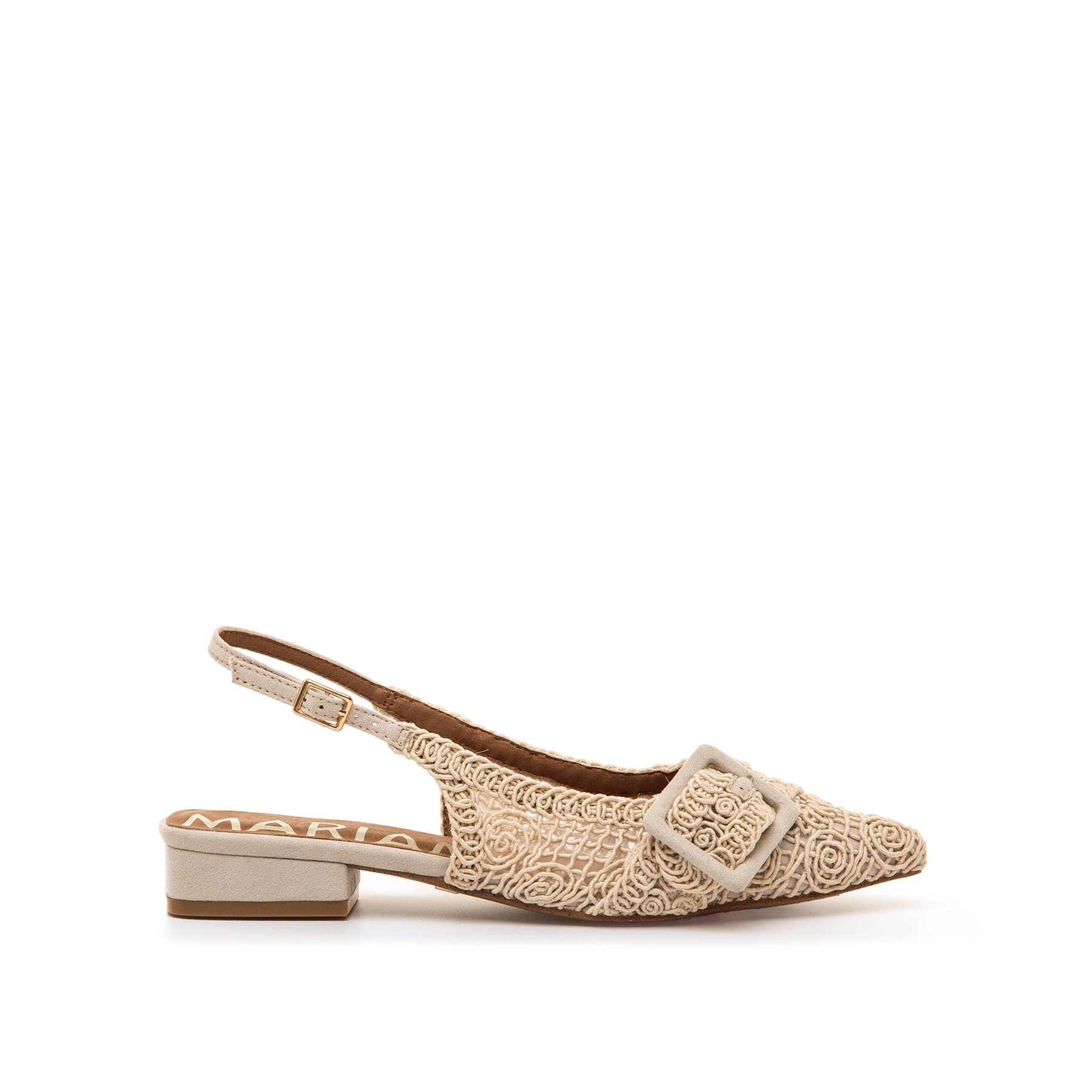 MARIAMARE zapatos planos mujer puglia beige con cierre hebilla y tipo de puntera afilada