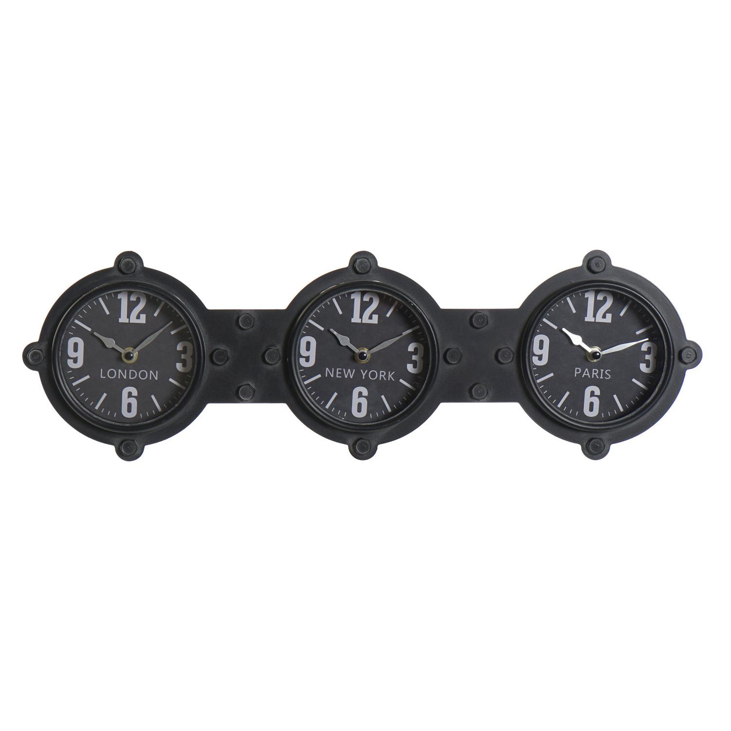 RELOJ PARED HIERRO CRISTAL 58X6,5X18 NEGRO RE187290