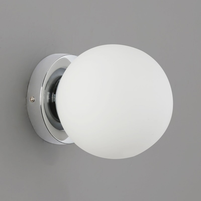 ALPINALUZ Aplique de Pared y Lámpara de Techo Bola Ø150 mm Cristal Opal E27 IP44 para Baños y Exteriores Cubiertos