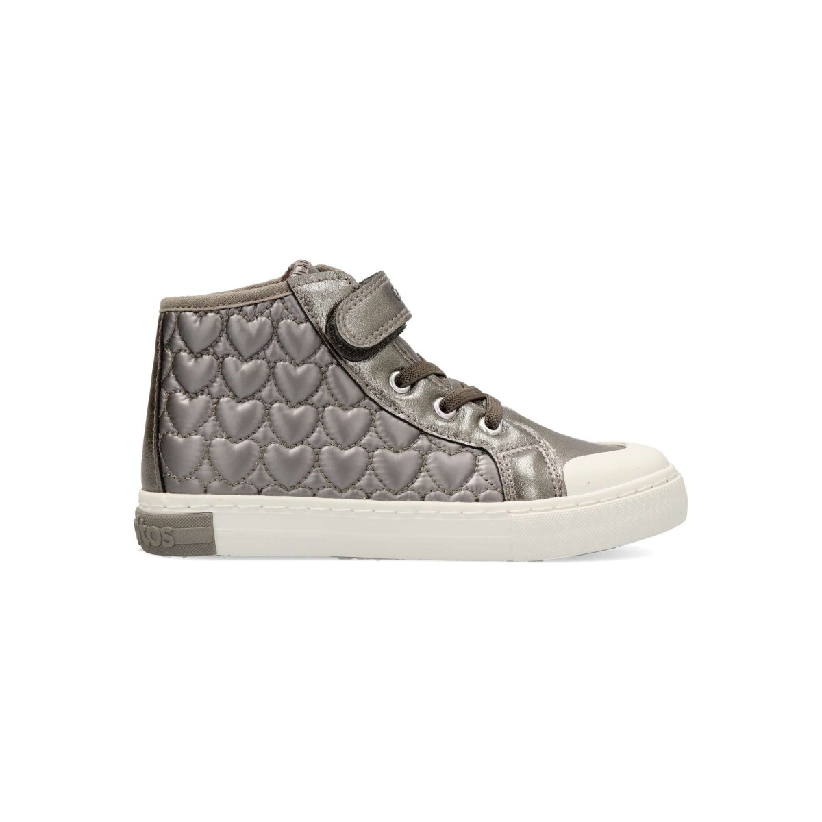 Conguitos - Zapatillas altas para niña con diseño acolchado de corazones, combinación piel sintética y textil, cierre adherente y cordón elástico