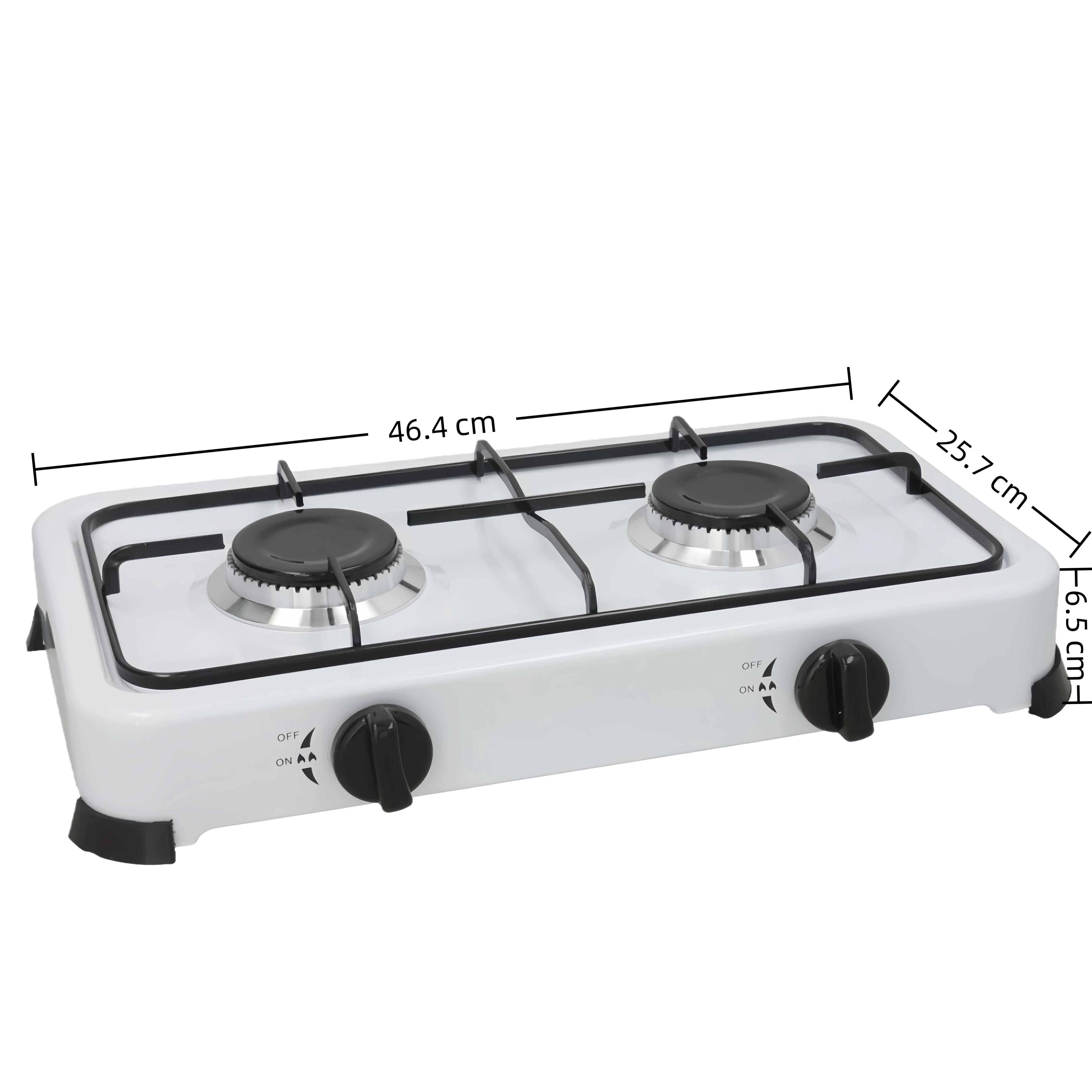 Cocina de Gas Portátil 2 Fuegos | Hornillo Doble para Camping, Caravana, Jardín o Cocina de Exterior | Apta para Gas Butano