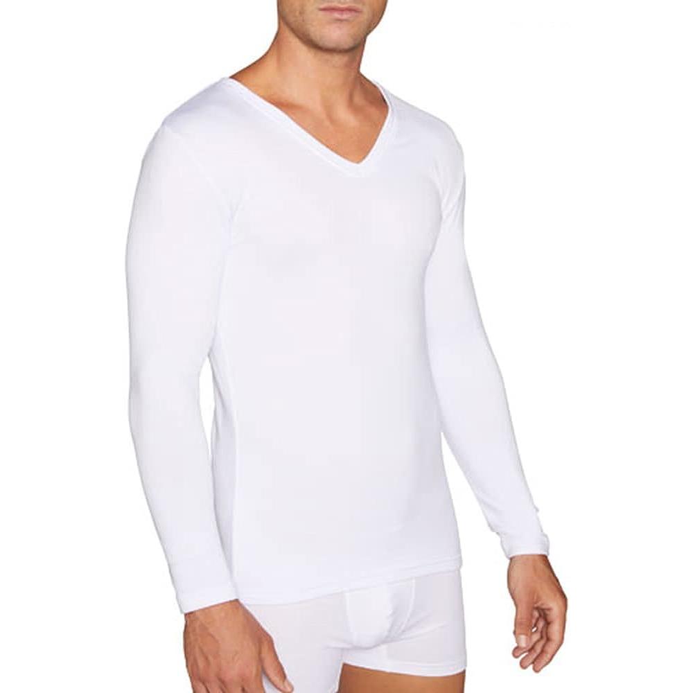 Camiseta Térmica Interior Hombre Blanca Cuello Pico Manga Lagra Ysabel Mora, Calentita, Invierno, Negra, Polar, Talla S a XXL. 70101