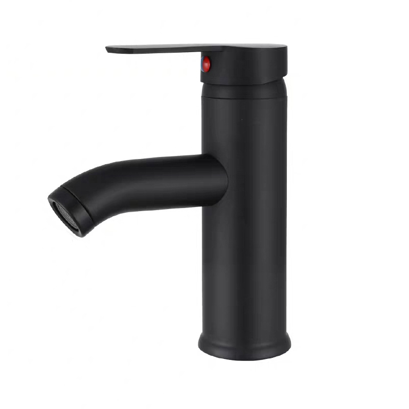 Stainless steel hot and cold water faucet Black countertop basin faucet