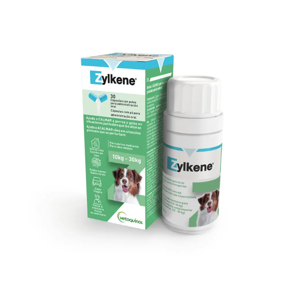 Zylkene 225 mg 30 cápsulas tranquilizante natural para perros de tamaño mediano Vetoquinol