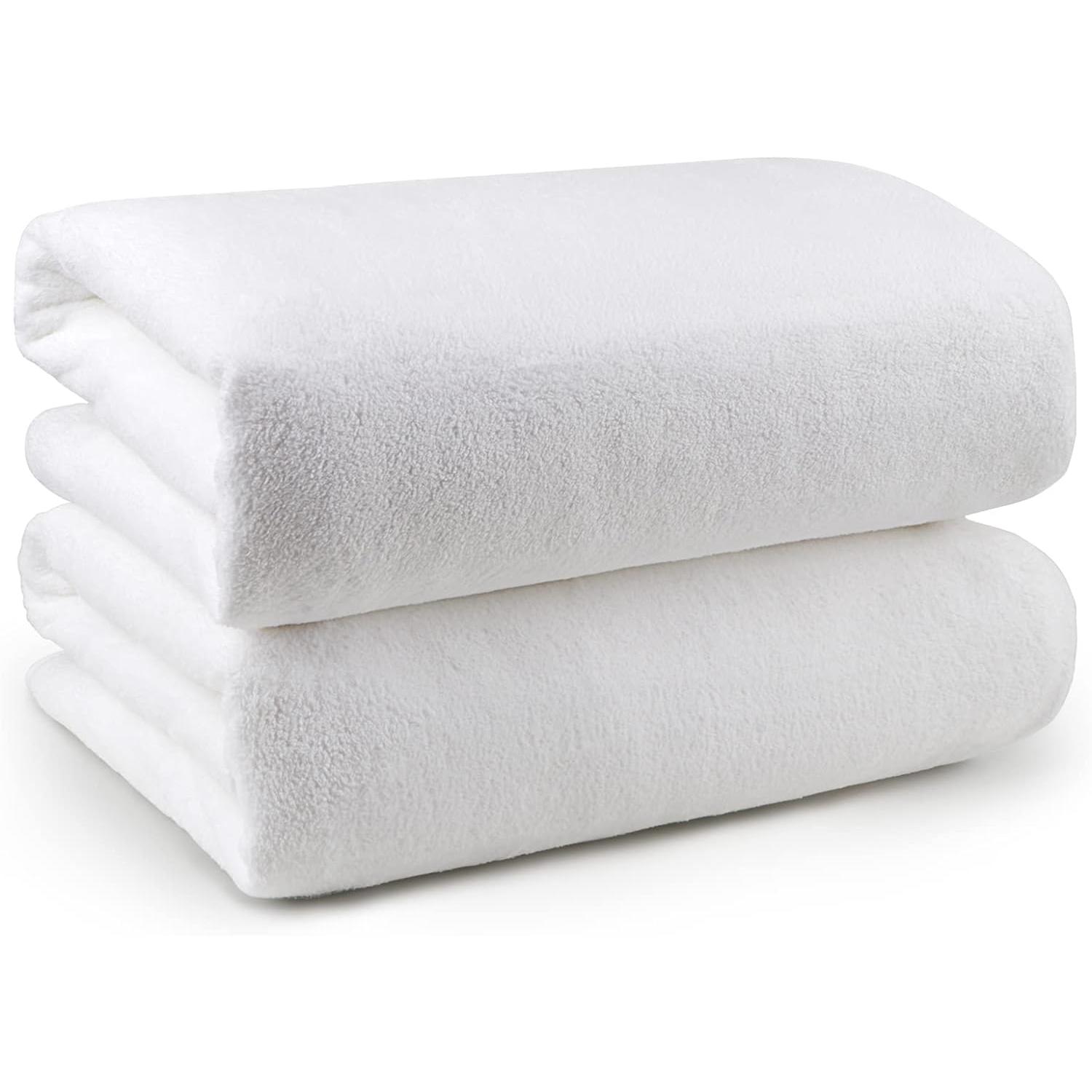 Toallas de baño, Paquete de 2 Toallas de baño Blancias Suaves al Tacto, Toallas de Baño de Microfibra Highly Absorbentes, Toallas de Baño de Microfibra para Deporte, Yoga, SPA (27 "x 54")