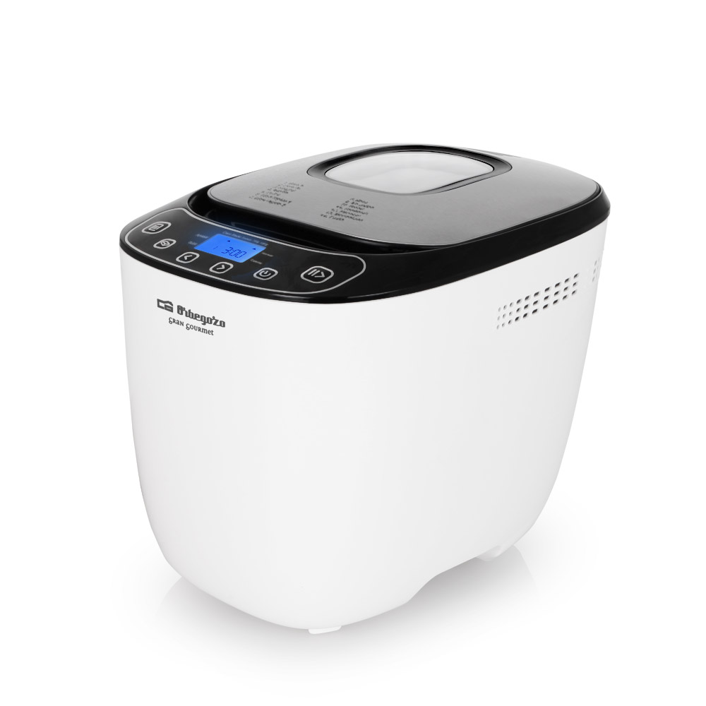 Orbegozo MHP 3500 Panificadora Automática – Potencia 550W, Tamaño Pan 0.7kg y 1kg, 14 Programas (Sin Gluten), Temporizador 13h, Tapa Acero Inox, Mantiene Caliente 60 min, Recetario