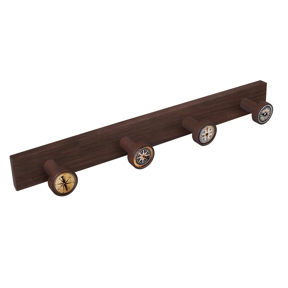PERCHA Pared Pomos nogal Viejo BRUJULAS Vintage Retro 485x50MM