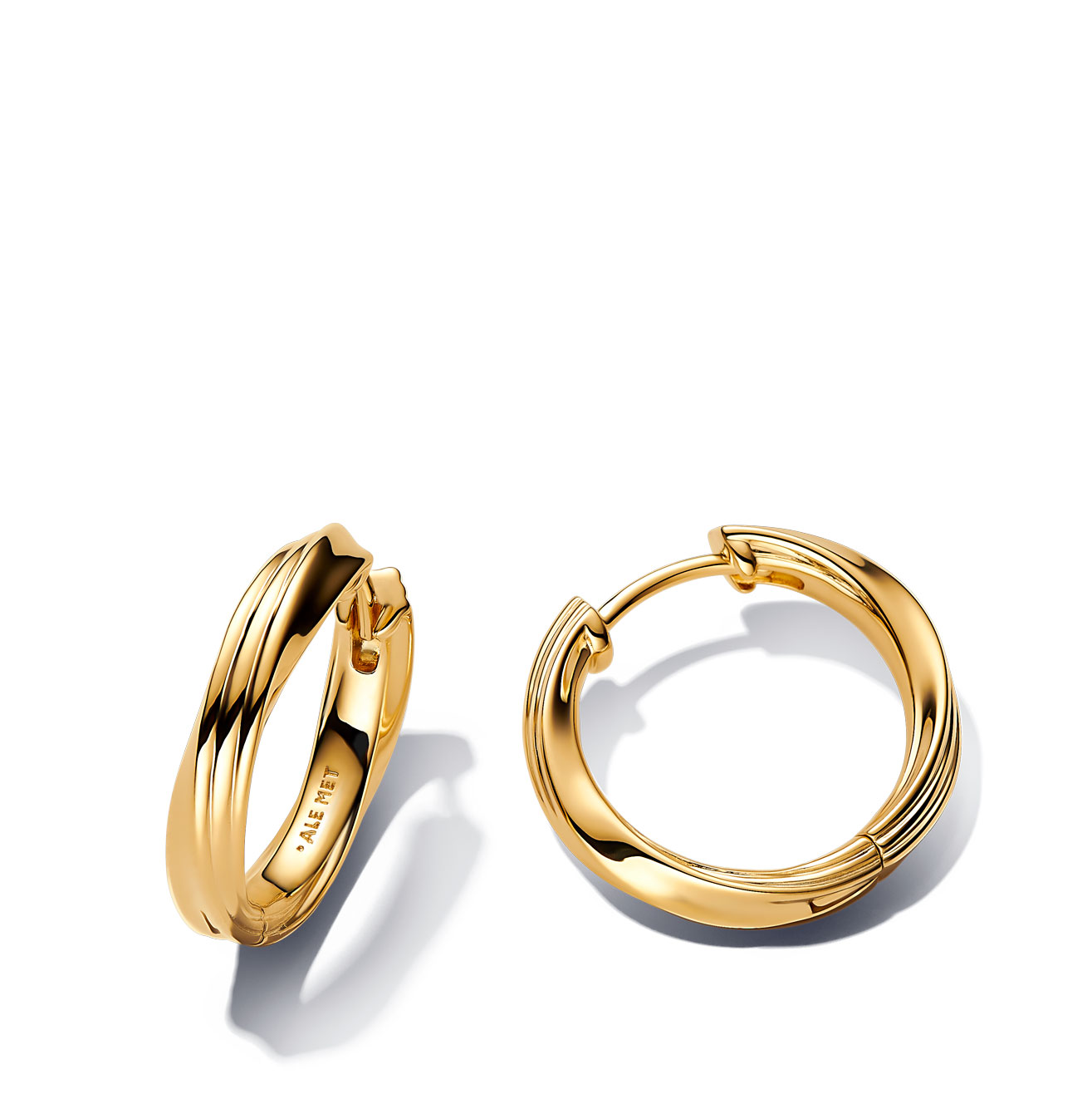 Pandora Pendientes de aro retorcidos bañados en oro 263878C00 , para Mujer
