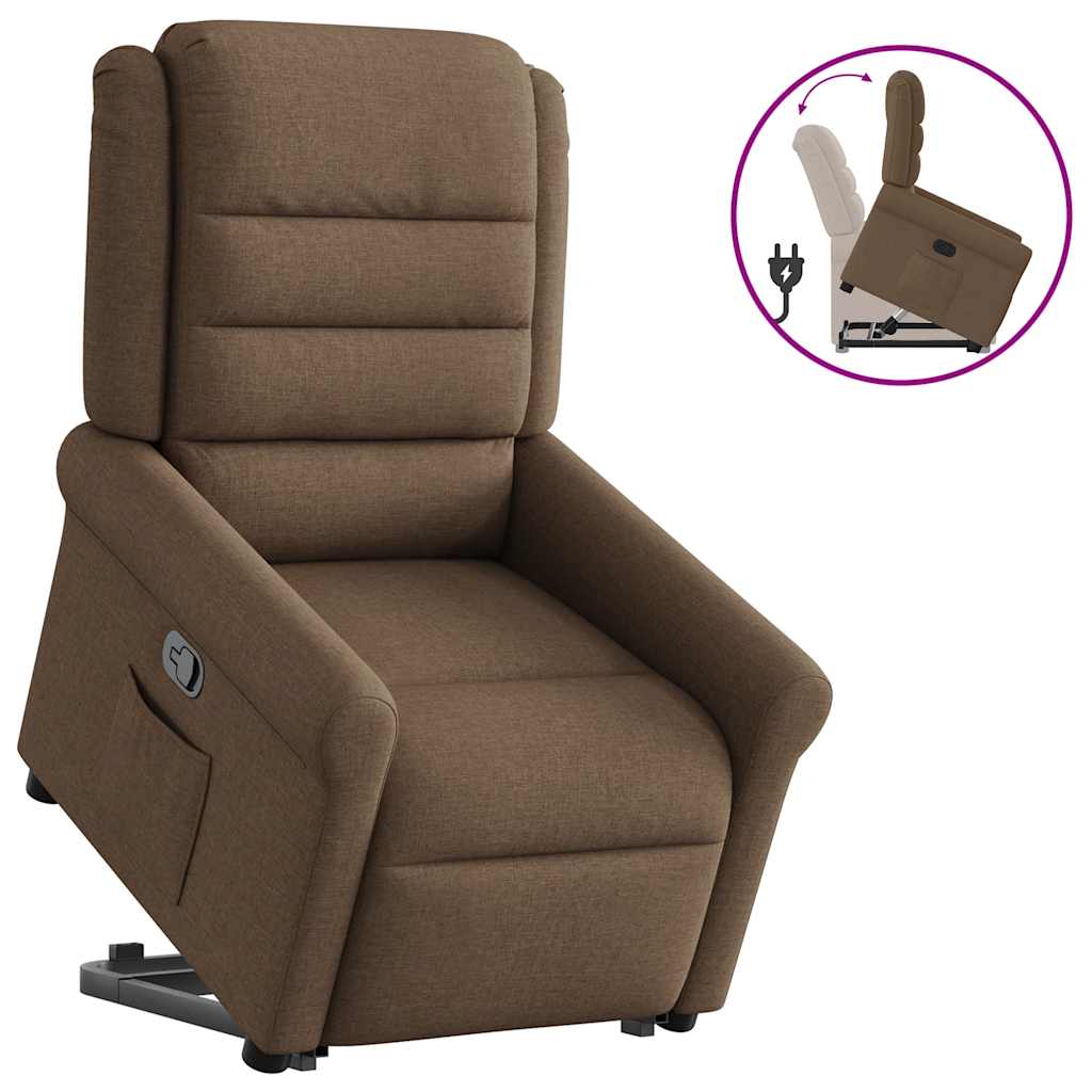 vidaXL Sillón reclinable elevable de tela marrón