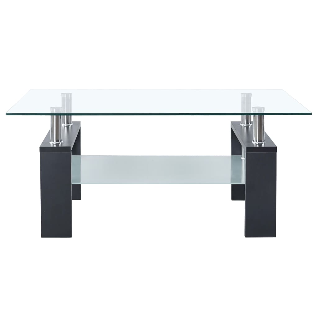 Mesa de Centro Vidrio Templado Transparente Vidaxl 95x55x40 Cm Negro