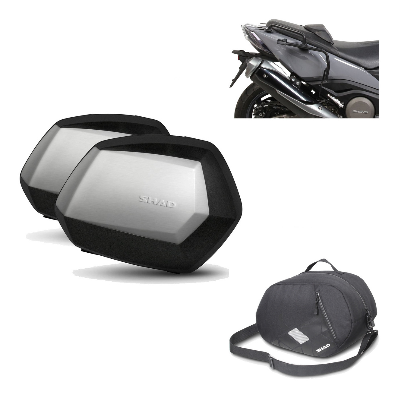 Maletas Laterales + Herraje 3P + Bolsa Interna Sc Sh35 Premium KIT-190925