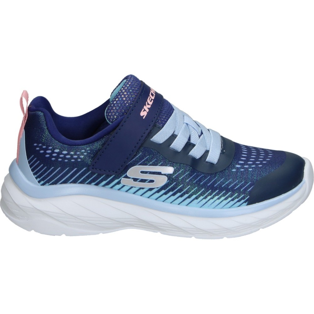 SKECHERS | Zapatillas Skechers Boundless Color Blitz para Niña – Deportiva Azul con Detalles – Sneakers con Adhesivo y Cordones – Cierre Adaptado – Apto para Lavadora – Modelo 303599L-NVMT