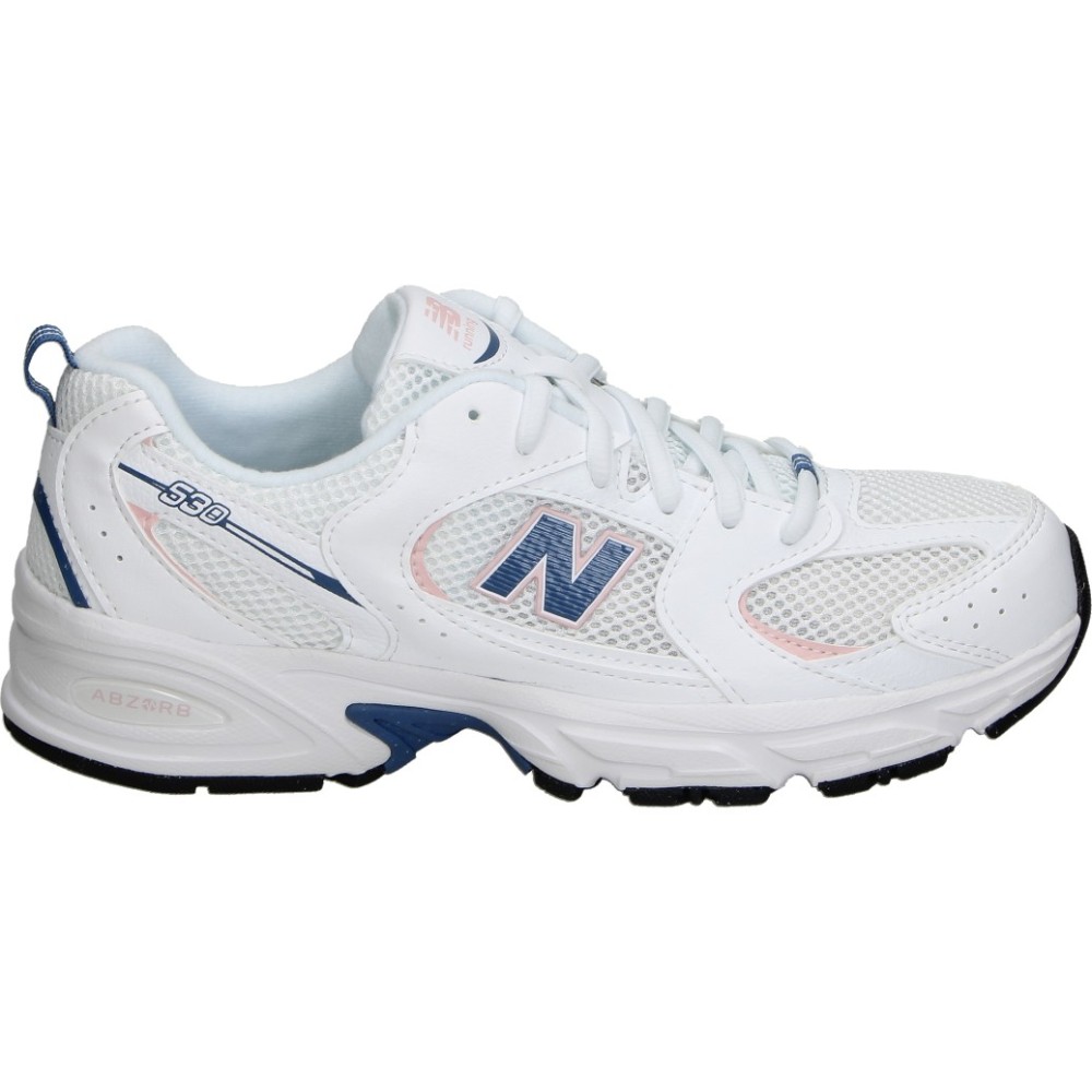 NEW BALANCE | Zapatilla New Balance 530 Bungee Lace para Mujer – Deportiva Retro Blanca con Detalles en Azul y Rosa – Sneakers con Cordones – Cómodas – Modelo G5302EG