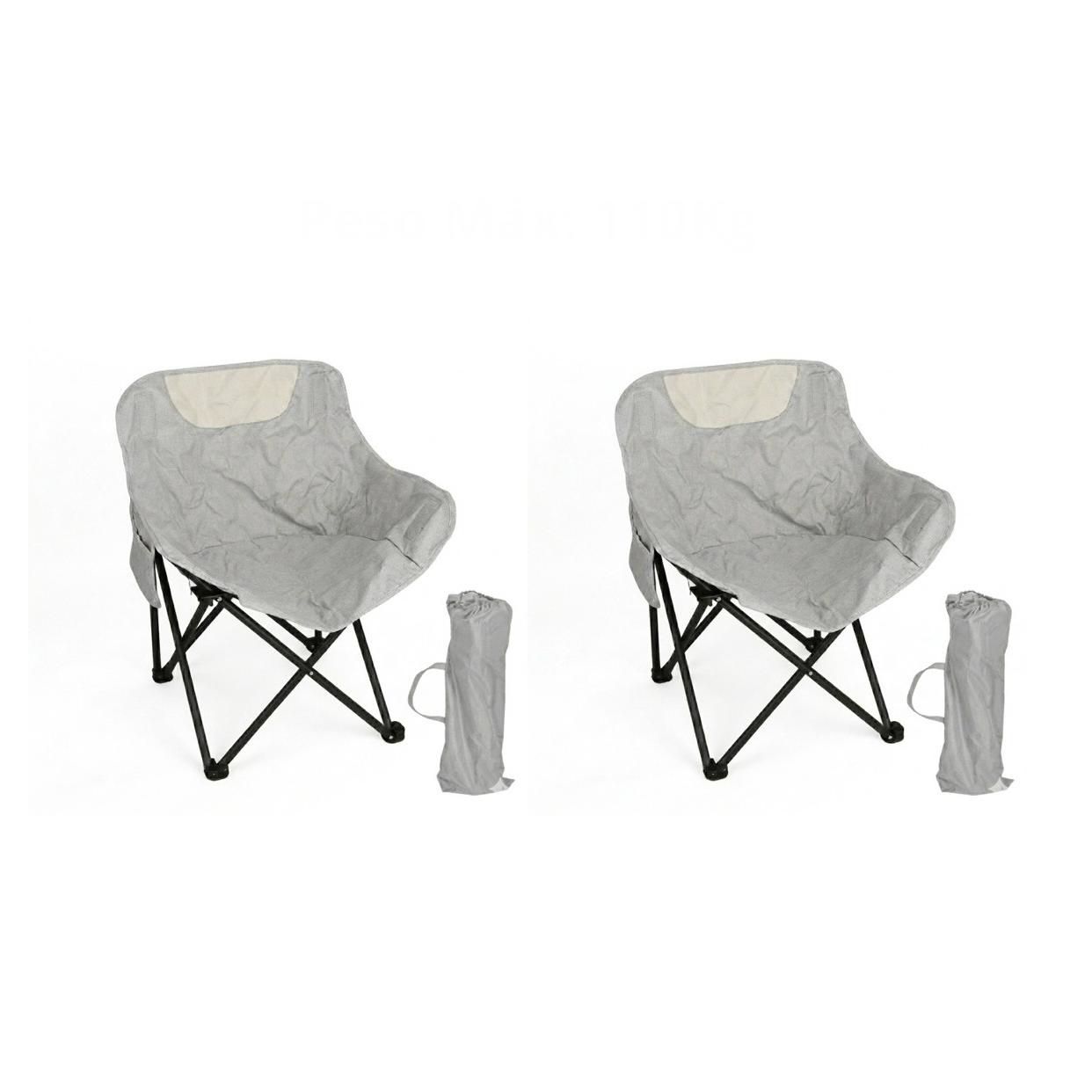 Pack 2 Sillas Plegables de Camping - Silla de Pesca y Playa Portátil, Ligera, Soporta hasta 110Kg GERIMPORT Color Negro