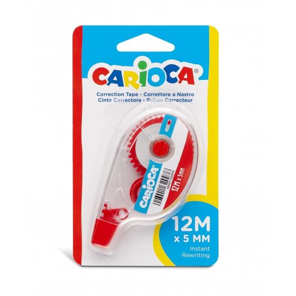 Carioca tape 12m corrector de cinta - cubriente - se puede volver a escribir enseguida - ideal para cualquier tipo de papel - color blanco