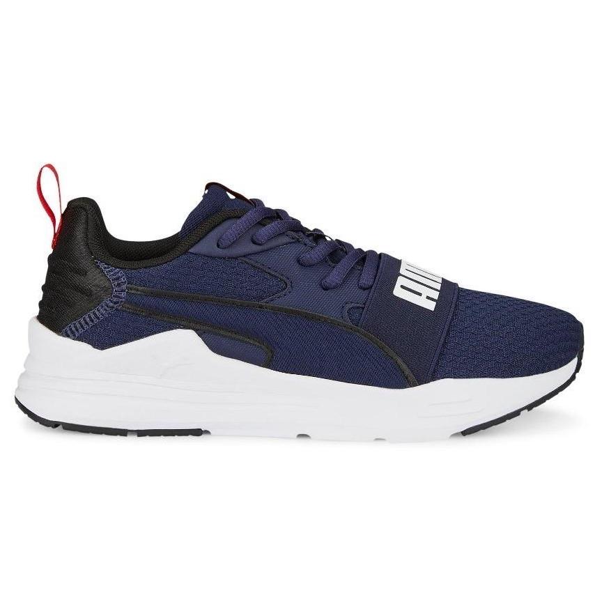Zapatillas niño Puma Modelo Wired Run PS deportivos en color azul marino con cinta eleastica con el logo de Puma en blanc0 muy comodas e ideales para cualquier actividad sneakers Puma con cierre de cordones para niño y junior