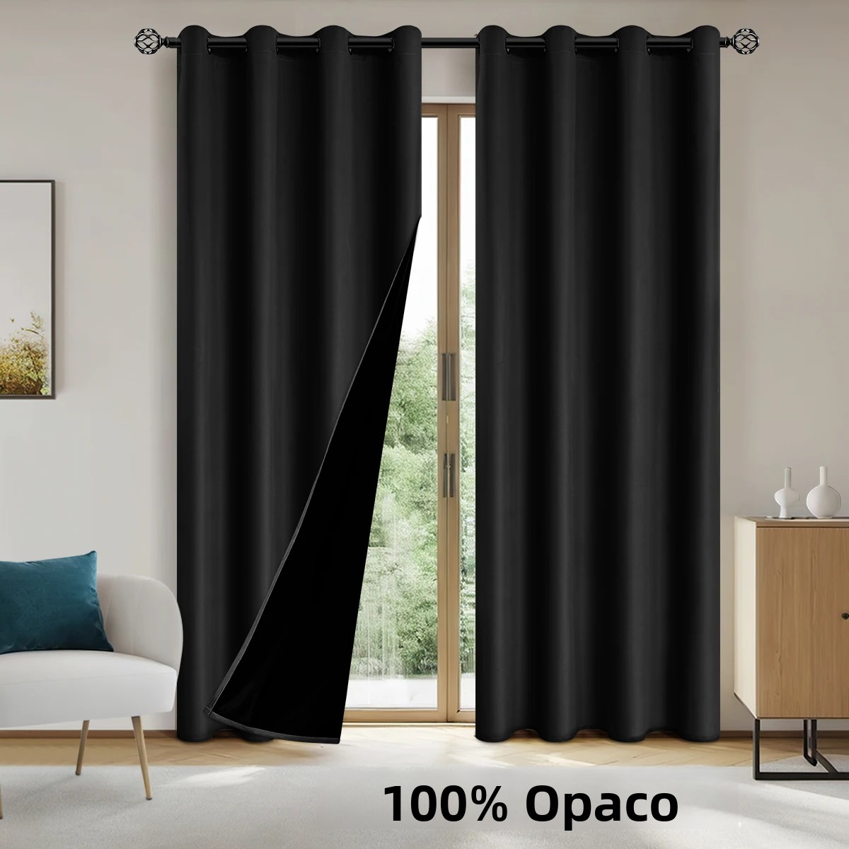 MOV Cortinas De Blackout 100% En Color Sólido Para Protección Solar Y Aislamiento Total Para Dormitorio Y Sala De Estar