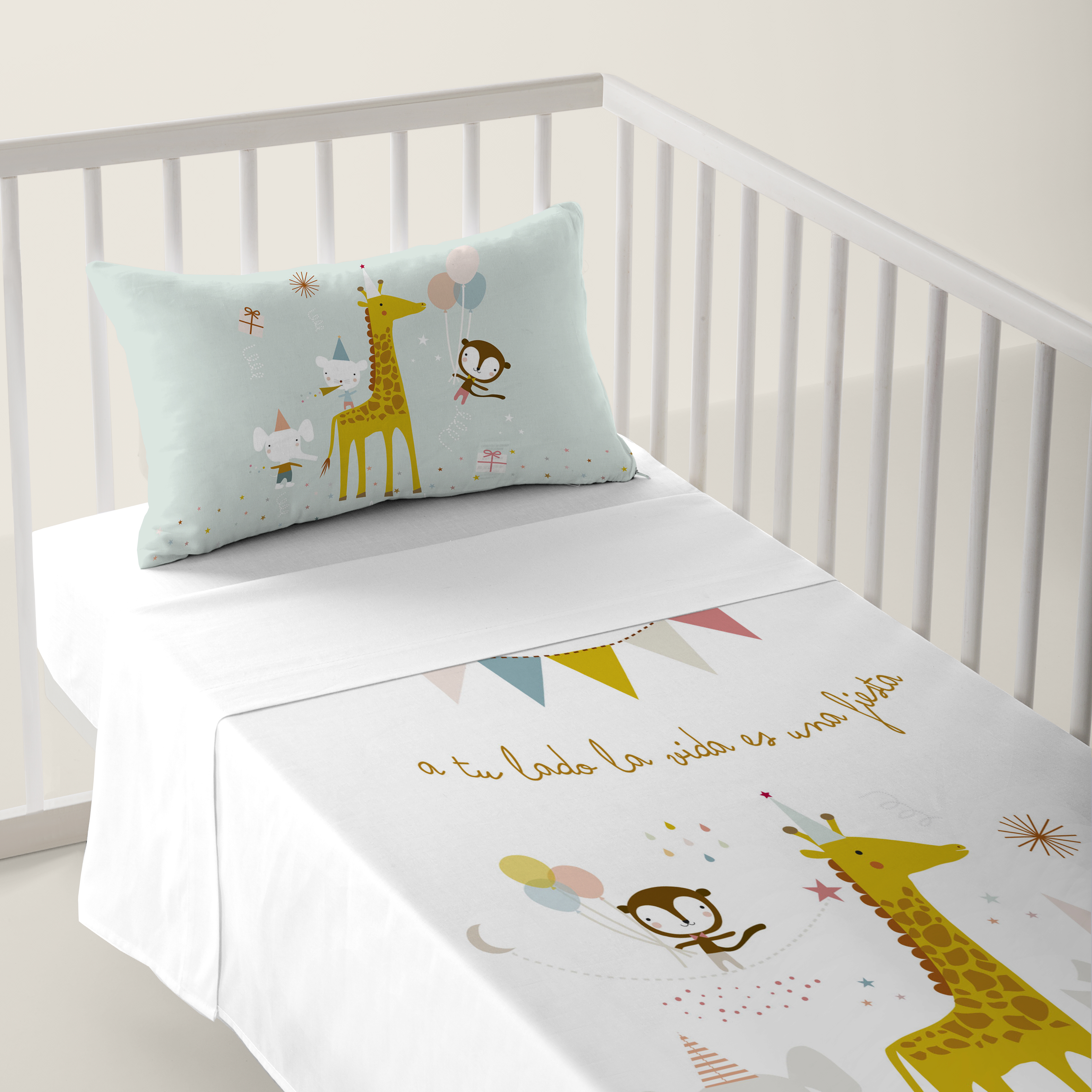 HACIENDO EL INDIO - Juego de Sábanas Cuna Estampado 100% Algodón - Juego de 2 Piezas Incluye Sábana Encimera y 1 Funda de Almohada - 100x130/120x180 cm - 27 Modelos Disponibles - Fabricado en España