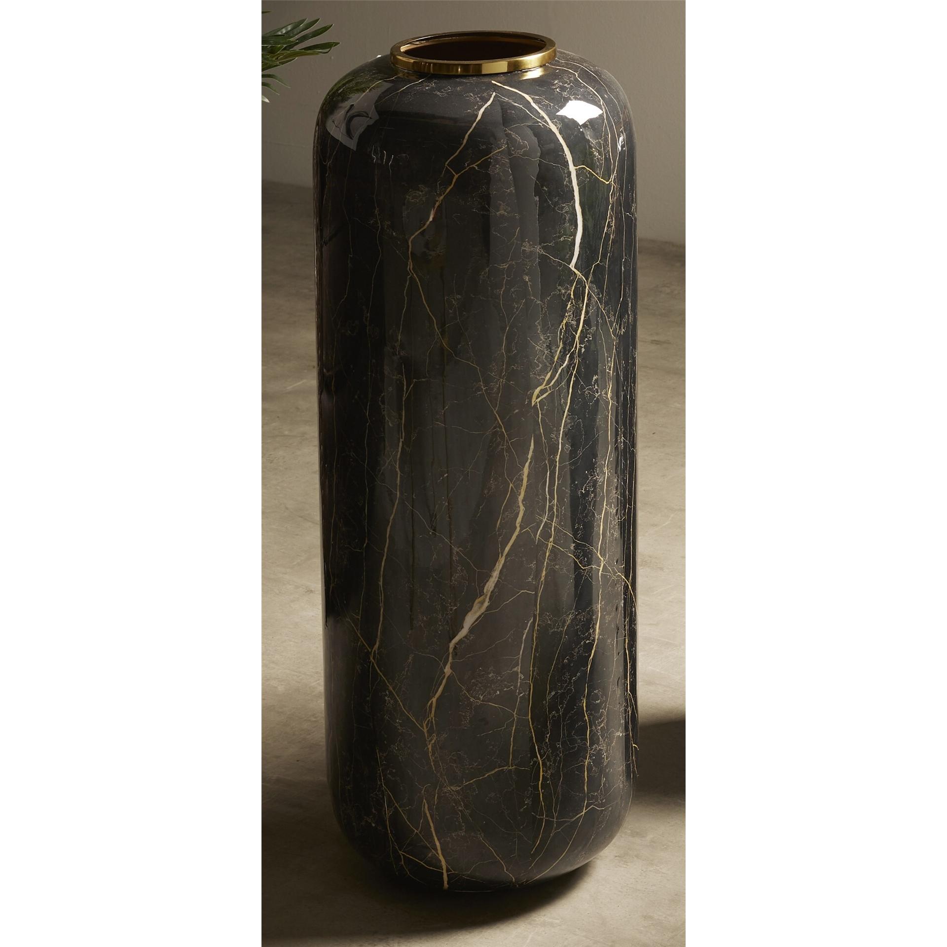 Jarron imit. marmol negro y beige 80 cms. 30dx80 cms. El mejor complemento para tu hogar.