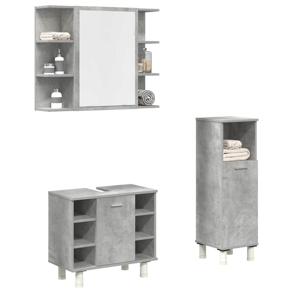 vidaXL Set muebles de baño 2 piezas madera contrachapada en color Gris hormigón/Roble Sonoma | almacenamiento funcional diseño moderno para baño dormitorio sala