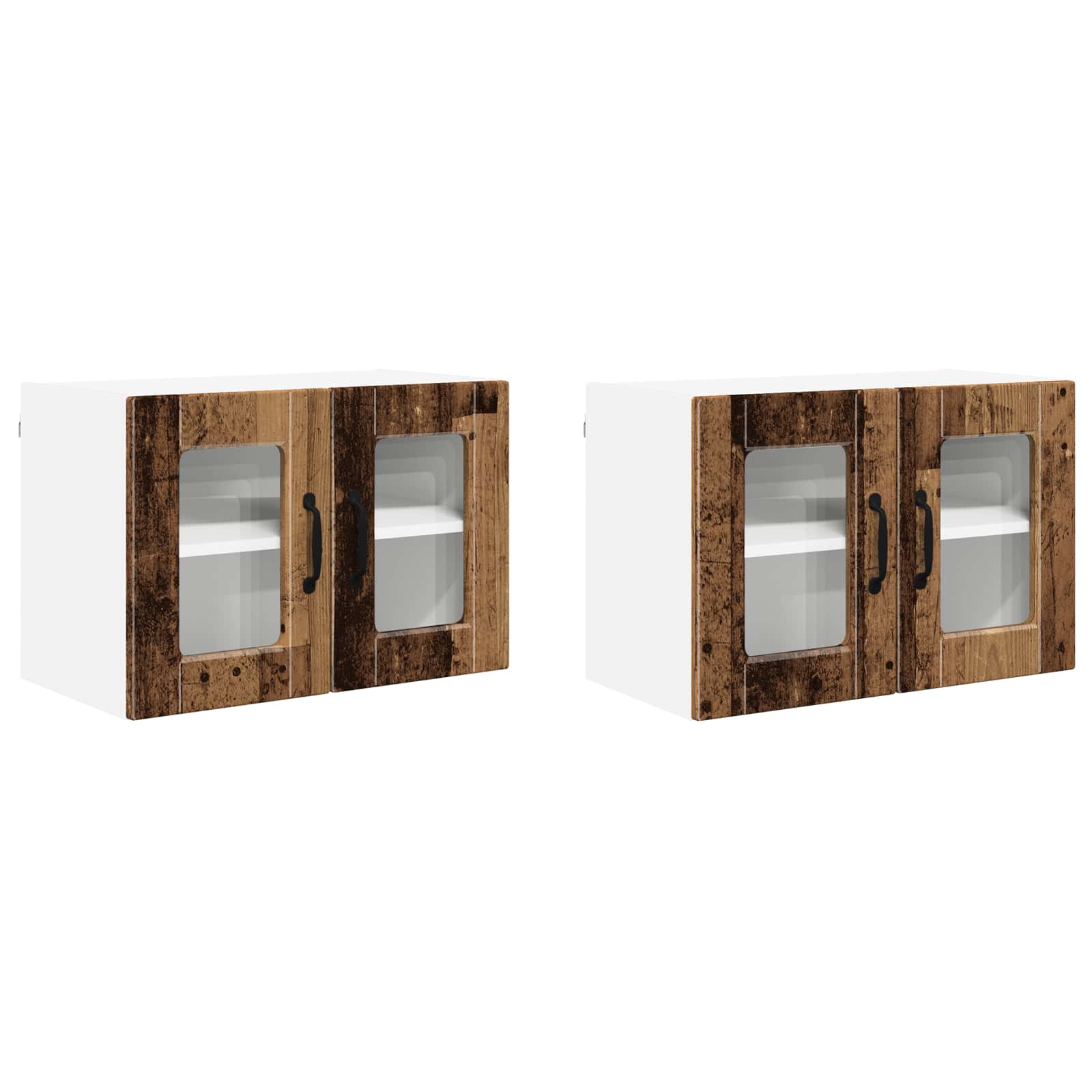 vidaXL Armario de vidrio para pared PORTO 2 uds. Madera de ingeniería 60 x 31 x 40 cm Multicolor
