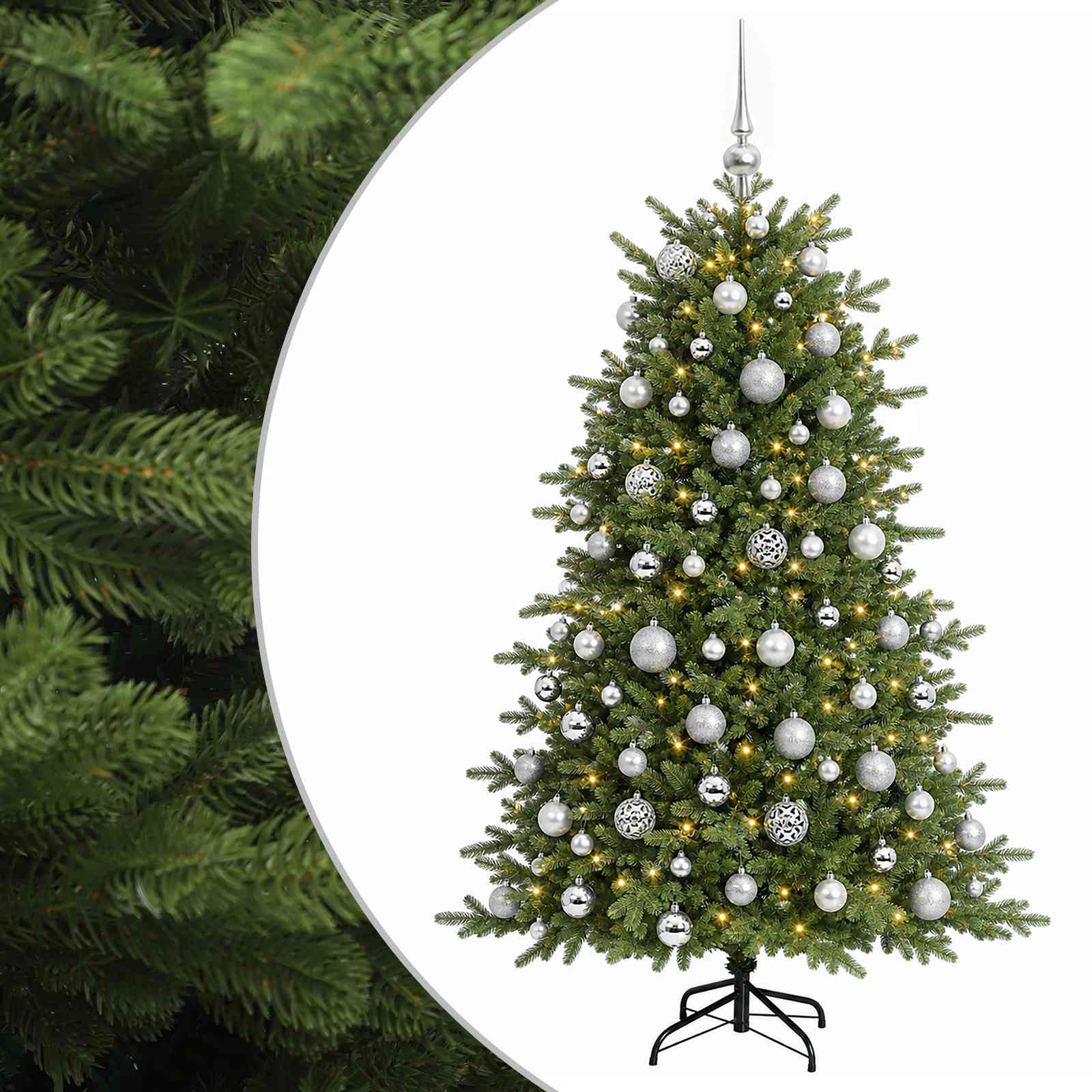 vidaXL Árbol de Navidad artificial con bolas 180 cm 300 LED Multicolor