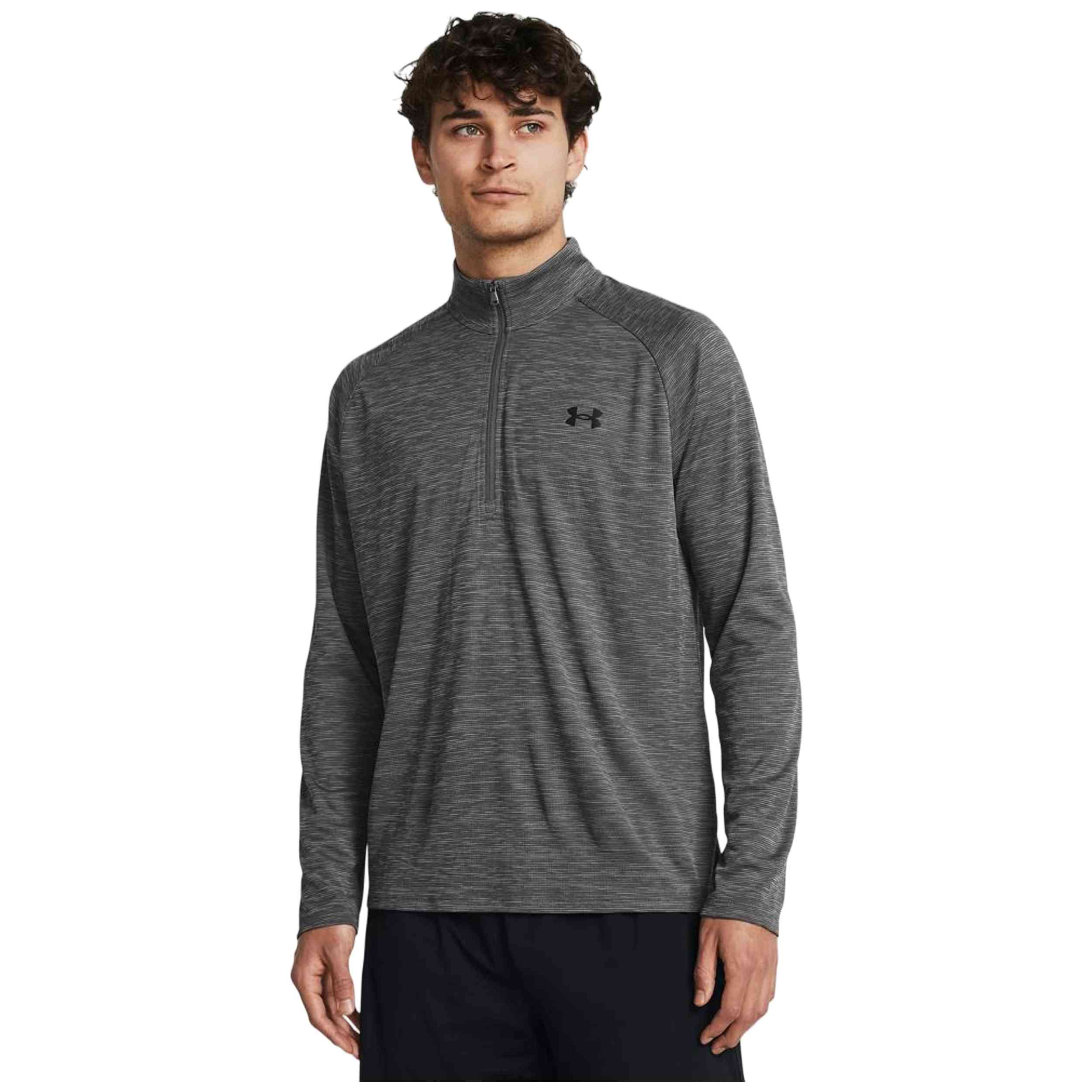 Camiseta De Manga Larga Under Armour modelo UA Tech Textured 1/2 Zip para Hombre en color Gris