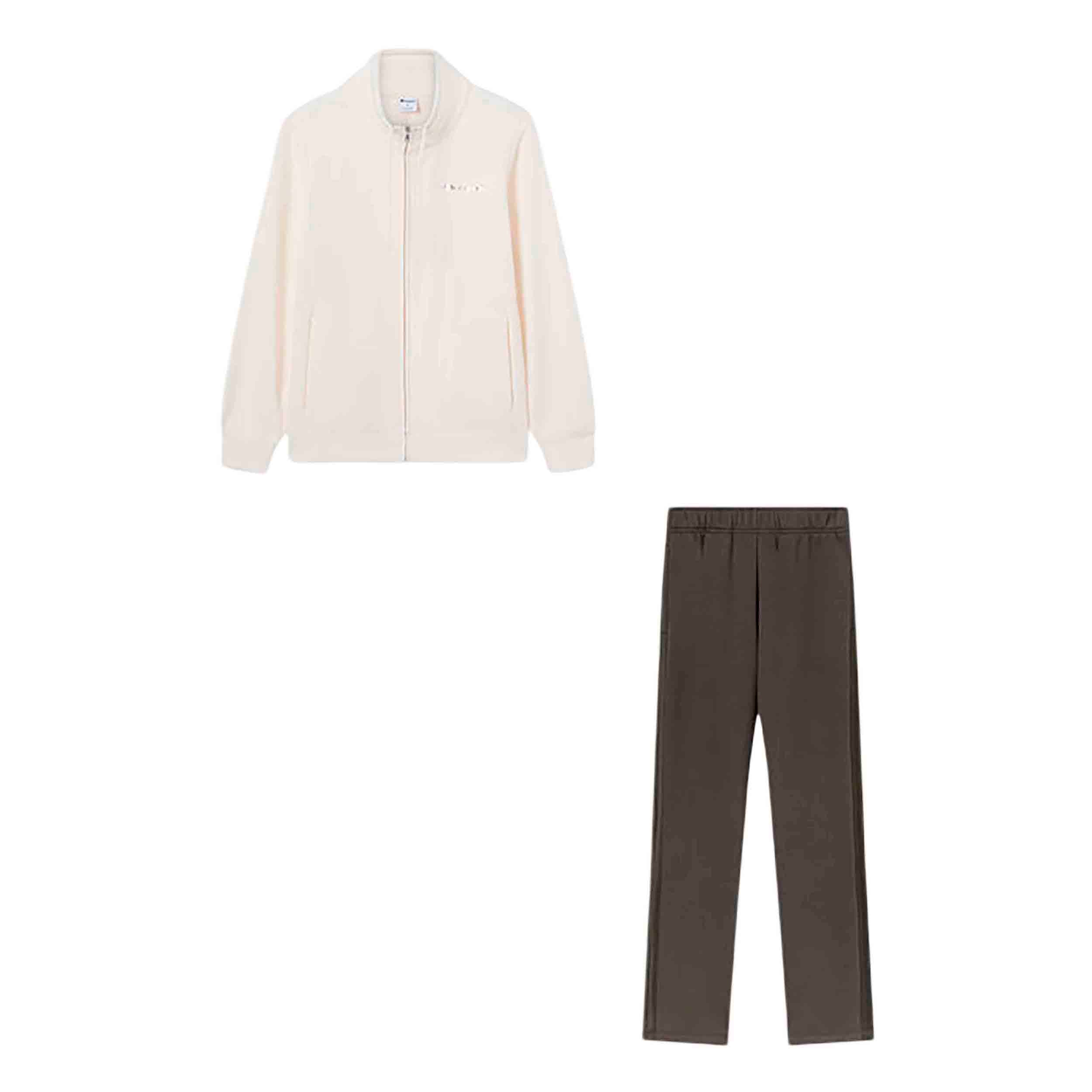 Champion - Chándal mujer conjunto deportivo con cremallera completa corte slim fit tejido felpa ligero suave ideal para uso diario color blanco