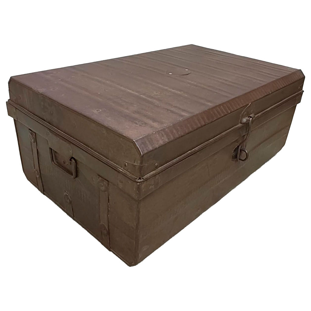 Wonderlust Deco - Maleta de metal acabado artesanal marrón 67x37x25h cm Marrón 67x37x25h cm