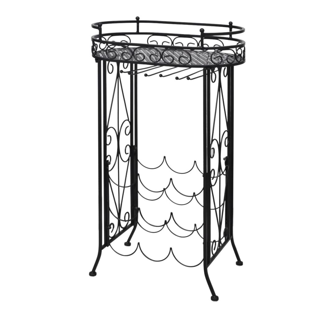 vidaXL Botellero de metal con soportes para copas para 9 botellas