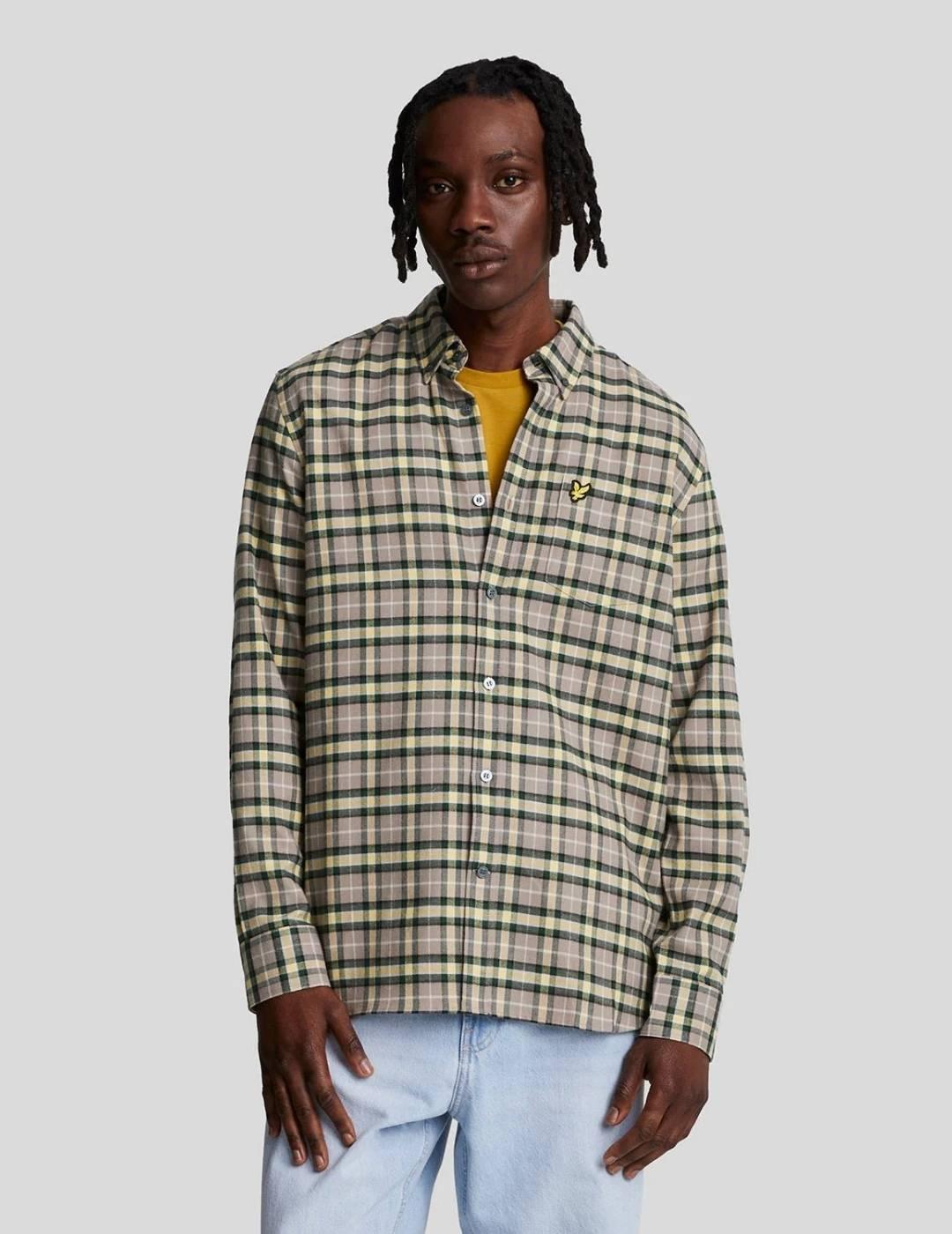 Camisa Lyle&Scott Flannel Check Tostado/Verde hombre