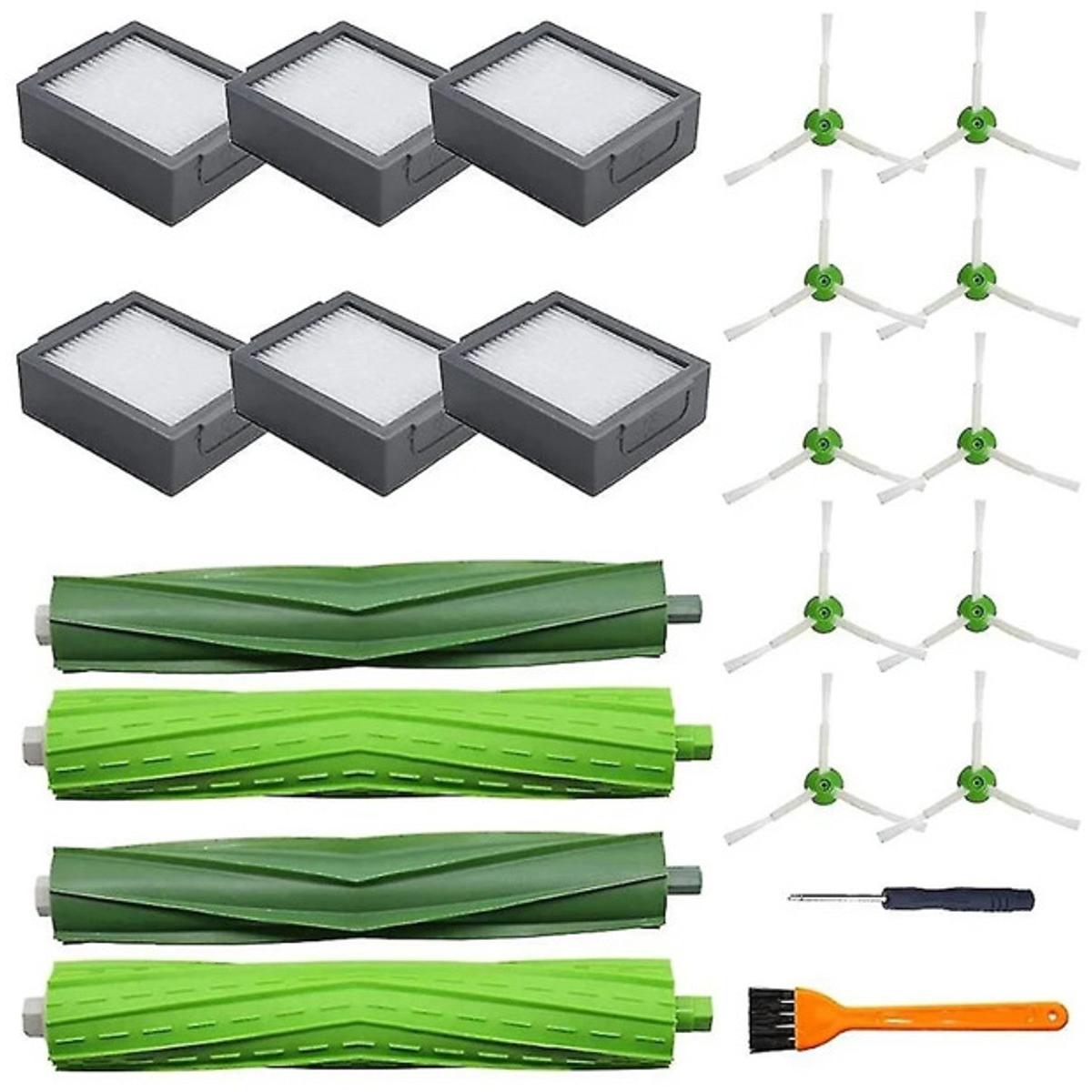 Accesorios para aspiradoras - Juego de accesorios - apto para aspiradoras iRobot Roomba (i7, i7+, E5, E6, series 800/900) - 4 cepillos principales, 6 filtros, 10 cepillos laterales