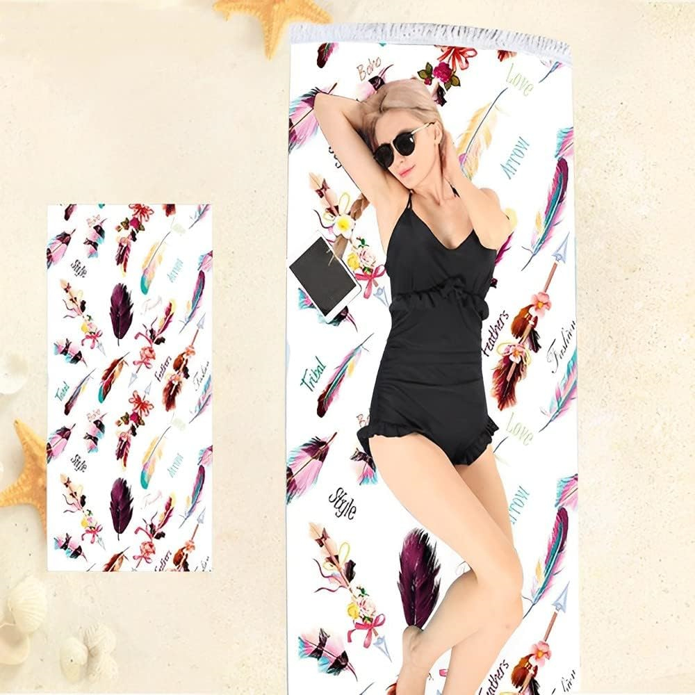 PLUSHOME Toalla de Playa Rectangular 90x170cm de Microfibra Alta Calidad