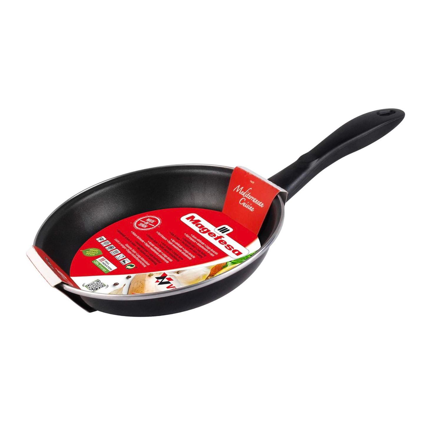 Magefesa-sarten antiadherente,acero vitrificado,larga duración,facil de limpiar,libre de PFOA , ahorro de energía y adapta con cualquier cocina,gas,eléctrica,vitrocerámica,inducción. Sarten tamaño:22cm,24cm,26cm,28cm,30cm