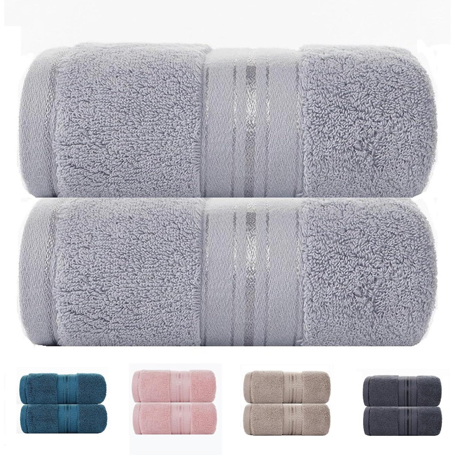 Toallas Baño Grandes 100% De Algodón - Juego De 2 Toallas De Algodón Absorbentes - 2 Toallas supersuave, Dimensiones 140x70 cm - Paquete De 2 (Gris Claro)
